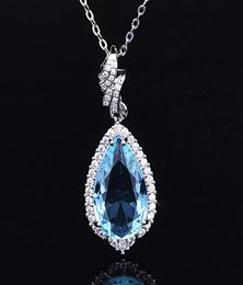 luxury designer Jewellery women blue diamond with crystal necklace 925 sterling silver iced out chains pendant necklaces jewel6901736