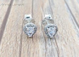 Authentic 100% 925 Sterling Silver Radiant Teardrops Clear CZ Stud Earrings With Clear Cz Fits European 2296252CZ7502024