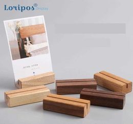 Wood Card Holder Wedding Postcard Organiser Wooden Creative Desk Sign Tag Display Memo Note Clip Picture Po Clip Stand5118565