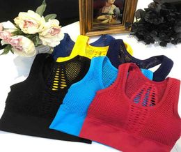 Women Sports Bra Medium Mesh Support Cross Back Wire Removable Cups Underwear Top Comfortable Seamless Yoga Running Vest H226835038