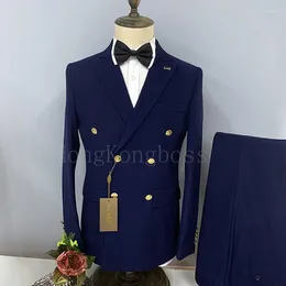 Men's Suits European And American Style Suit Jacket Pants Set High-End Wedding Evening Banquet Business Clothes 2 Pcs