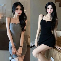 Casual Dresses Women's Tube Top Dress Summer Waist Slim Bag Hip Short Suspender