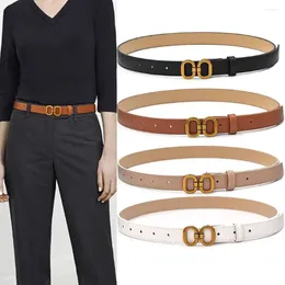 Belts Adjustable PU Belt Casual Sewing Thread Buckle Tightness Metal Waist Strap