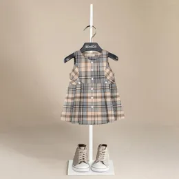 Girl Dresses Baby Girls Children Clothes Fashion Simple Summer Sleeveless Plaid Toddler Dress For Thin Cotton Kids Costume Suit 1To 6 Y