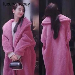 Maxmaras Coat Teddy Bear Womens Cashmere Coats Wool Winter Female Celebrity Same Style Lamb Fur Integrated Medium Length f