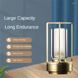 Table Lamps Lamp For Bedroom Chargeable LED Touch Switch Desk Restaurant Rechargeable Lights USB-C Charging