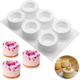 Moulds Reusable 6 Cavity Cylinder Cup Shape Mousse Cake Mold For Making Chocolate Muffin Ice Shot Glass Mould Kitchen Baking Tool