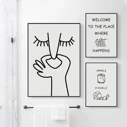 Abstract Humour Bad Smell Funny Bathroom Poster Black White Prints Canvas Painting Wall Art Pictures WC Toilet Room Decor 240424