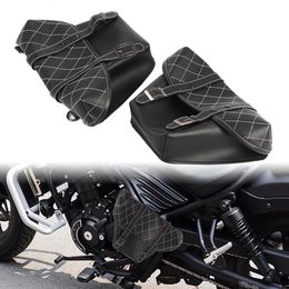 Universal Motorcycle Tool Bag Faux Leather Waterproof Saddlebag Side Pannier Retro Sissybar Pack 240418