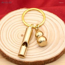 Keychains Brass Whistle Hollow Gourd Keychain Outdoor Survival Carry On Luggage Pendant