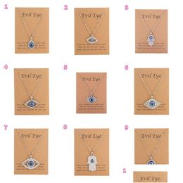 Pendant Necklaces 26 Styles Blue Turkish Evil Eyes Necklace Creative Diamond Devils Eye Sier Chain Jewellery Gift Drop Delivery Pendants Dhs8J