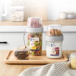 Storage Bottles Breakfast Oatmeal Cereal Nut Yoghourt Salad Cup Seal Container Double Layer Sauce Bento Tuppers Food Bowl Lunch Box