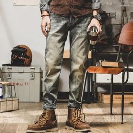 Men's Jeans Male Cowboy Pants Straight For Men Trousers Cropped Motorcycle 2024 Trend High Quality Baggy Grunge Y2k Xs