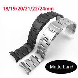18mm 19mm 20mm 21mm 22mm 24mm Universal Straps Curved End Solid Stainless Steel Watchband For Seiko Watch Replace Matte Band 240424