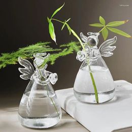 Vases 2 Pieces Angel Glass Hydroponic Small Vase Living Room Decorations Desktop Ornaments Aquatic Flower Arrangement Plant