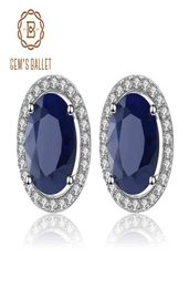 GEM039S BALLET 7x9mm Natural Blue Sapphire 925 sterling silver Gemstone Stud Earrings Vintage Fine Jewelry Women Gift Fashion 25338828