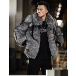 Pelliccia di pelliccia faux di lusso inverno calde giacche da uomo cappotto peloso outwear per abbigliamento per la consegna a goccia nera Dhu2r