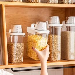 Storage Bottles 1100/1800/2300ml Grain Tank Moisture-proof Dispenser With Measuring Cup Portable Plastic Bottle For Kitchen