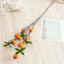 Decorative Flowers 9 Heads Artificial Pomegranate Branch With Leaves Fake Simulation Ornament Po Prop Christmas Party Home Decoration