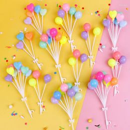 Party Supplies Mini Plastic Heart Balloon Cake Topper Cupcake Flags Birthday Valentine's Day DIY Decoration Dollhouse Miniature