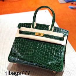 Luxurys Leather Handbag 2024 Platinum Genuine Womens Bag Fashion Womens Bag High End Temperament Crocodile Pattern Bag