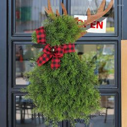 Decorative Flowers Christmas Decor Wreath Artificial Pine Needle Elk Door Indoor Outdoor Decoration Porch Window Wall Gifts