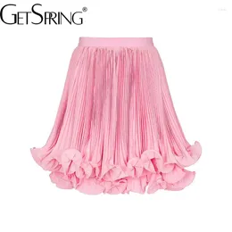 Skirts Women Skirt 2024 Spring Summer Fashion Double Layer Pleated Ruffles All Match High Waist Mini