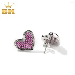Stud Earrings THE BLING KING Red Purple Baguettecz Heart Iced Out Earring Fashion Luxury Jewelry Lover Gift For Women