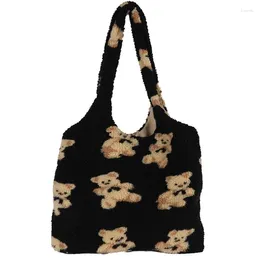 Shoulder Bags Cute Plush Bear Pattern Women Tote Bag Messenger Casual Daily Wear Hand K5DA