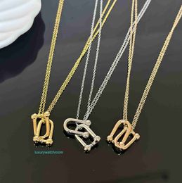 Luxury Tiifeniy Designer Pendant Necklaces new double loop Ushapedh orseshoeb ucklec ollarbonec haini sf ashionablep ersonalizeda ndv ersatiles uitabl