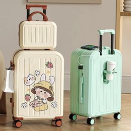 Suitcases 20"22"24"26"28"inch Trolley Suitcase With Handbag Girls Boys Pink Cartoon Rolling Luggage Travel Bag Children