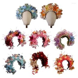 Hair Clips Colourful Flower Headband Crowns Wreath Wedding Party Costume Headpiece For Bridal Women Girls Beach Accessory