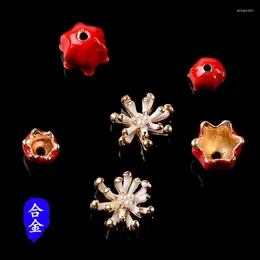 Charms 10pcs Gold Colour Alloy Material Crystal Enamel Flower Charm For DIY Handmade Jewellery Making Wholesale