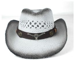 2019 Men Women Straw Western Cowboy Hat Summer Wide Brim Hat Outdoor Sombrero Hombre Cowgirl Hat Q08056641821