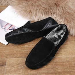 Casual Shoes Winter Loafers Men Fashion Boat Man Comfy Suede Genuine Leather Flats Male Classic High Quality
