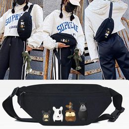 Waist Bags Four Puppies Printing Men Chest Shoulder Crossbody For Women Street Sports Bag Casual Travel Messengers