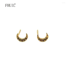 Stud Earrings Cute Moon Small For Women Silver Needle Unusual Gold Color Zircon Fashion Jewellry Girl Party Gift