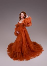 Party Dresses Orange Maternity Dress For Pography Morden A Line Halter Pregnant Gala Robe Po Shoot Tulle Women Baby Shower