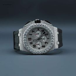 Quartz Men Hip Hop Stainless Steel Lab Grown Round Brilliant Cut Mechanical Belt Diamond Wrist Wear Watch