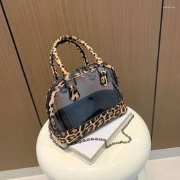 Evening Bags Leopard PU Transparent PVC Shell Shoulder And Crossbody Bangs Fashion Commuting Versatile Hand For Women 2024 Style