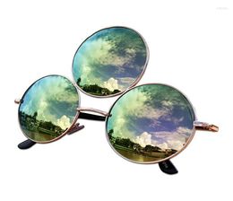 Sunglasses 2022 Third Eye Round WomenMen Reflective Mirrored Black Lens Sun Glasses Three Lenses Eyewear Shades UV4002259520