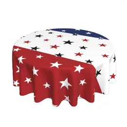 Table Cloth American Flag Round Tablecloth Waterproof Polyester Washable Restaurant Picnic Patio Party Decoration 4th Of July
