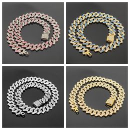 luxury designer double row rhinestone diamond cuba link Jewellery women men cuba chain 14MM width moissanite chains necklace hip hop Jewellery daily party gift outfit