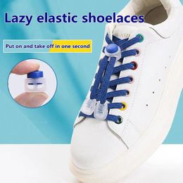 Shoe Parts 1Pair Reflective Elastic Laces Sneakers Shoelaces Without Tie Quick Release Spring Lock Kids Adult Rubber Bands Flat Shoes