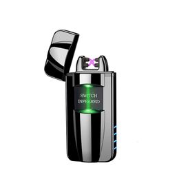 Customised Usb Charging Green Laser Induction Ignition Cigarette Lighter Smart Double Arc Lighter