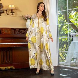 Ethnic Clothing Marocain Kaftan Satin Diamonds Evening Party Dresses For Women Muslim Dubai Abaya Turkey Arabic Saudi Robe Eid Djellaba