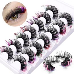 False Eyelashes Mix 7 Pairs Halloween Colour Mink 8D Faux Natural Long Fluffy For Eyelash Extension Drama Soft Coloured Fake Lashe