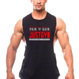 Mens Sporting Gym Casual Tank Top Muscle Running Workout Clothing Cool Stringer Fashion Fitness Singlets 240425