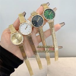 Fashion Full Brand Wrist Watches New Style Women Girl 28mm Diamond Steel Metal Band Quartz With Logo Luxury Clock Dan 14