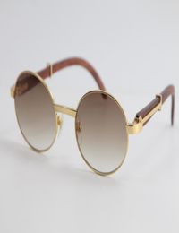 Selling Whole Round Wood SunGlasses Vintage Sun glasses Wooden Glasses Men 18K Gold Metal Aviator Sunglasses Male and Female9773100